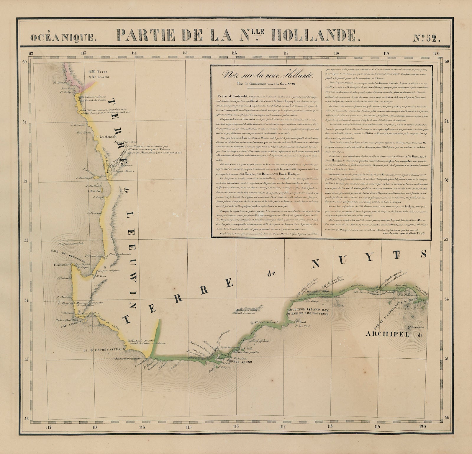 Océanique. Partie… Nle Hollande #52. Western Australia SW. VANDERMAELEN 1827 map